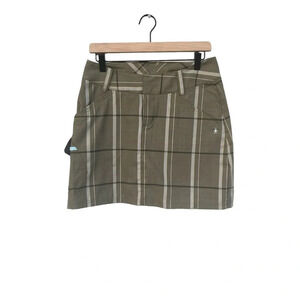 Smartwool Plaid Mini Skirt Merino Wool Blend Green Cream Size 6 Sporty Golf